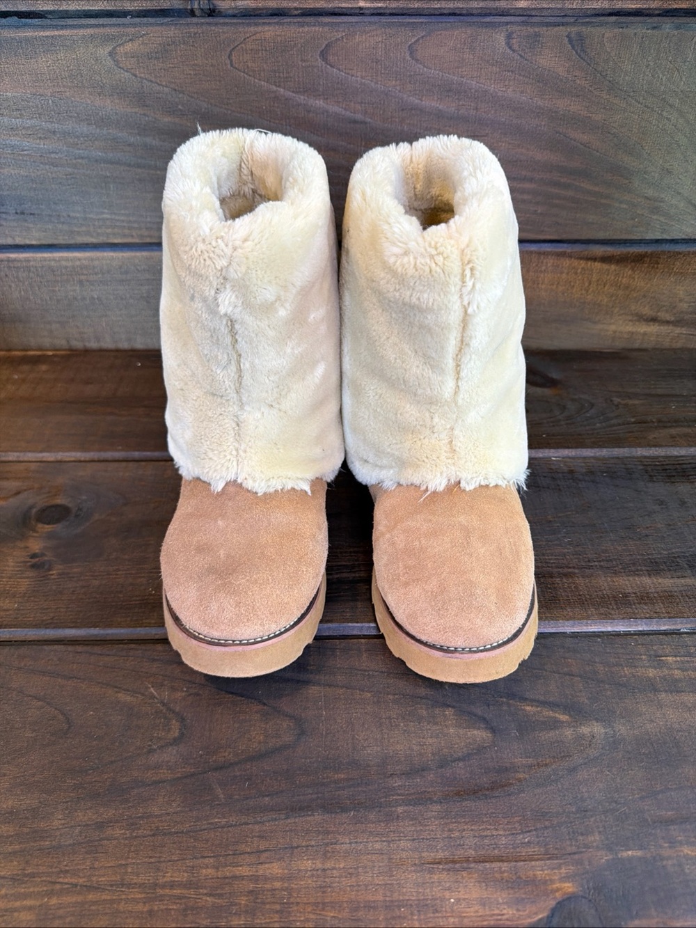 UGG Australia Chestnut Brown Suede & Sheepskin Shearling Boots Women Size 7